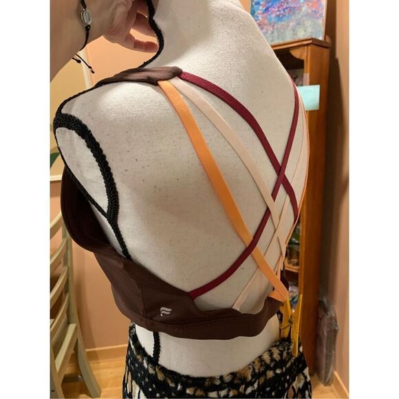 Fabletics Boost Medium Impact Sports Bra Brown Maroon Pink Melon Size Lg NWOT - Picture 6 of 13